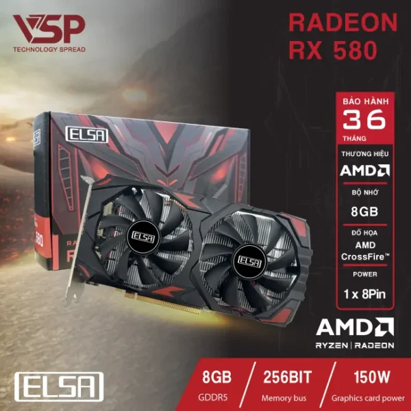 VGA gaming ELSA AMD Radeon RX580 8GB GDDR5